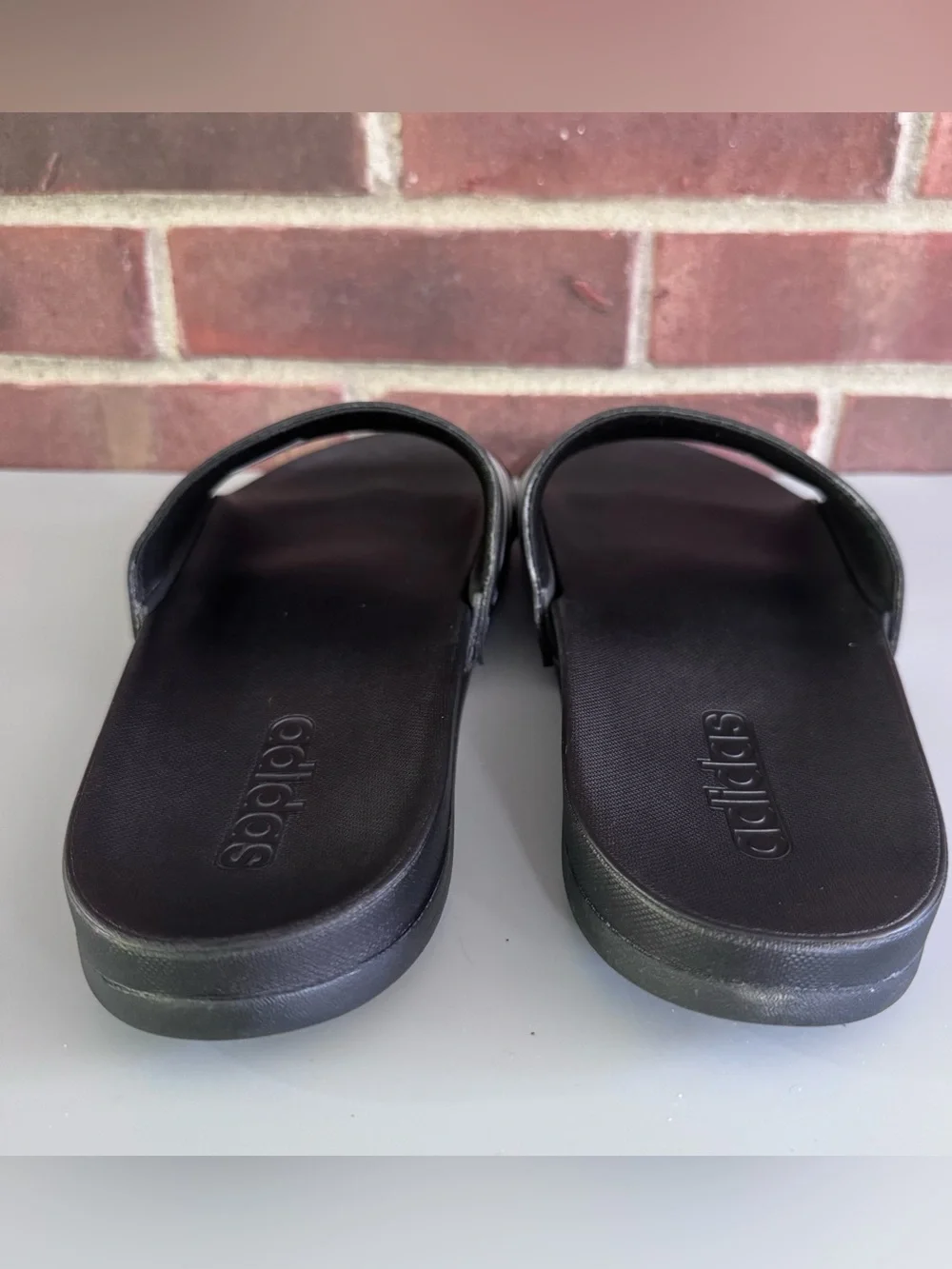 Adidas Mens US 12 Black White 3 Stripe Adilette Slides Slip On Sandals Slippers.